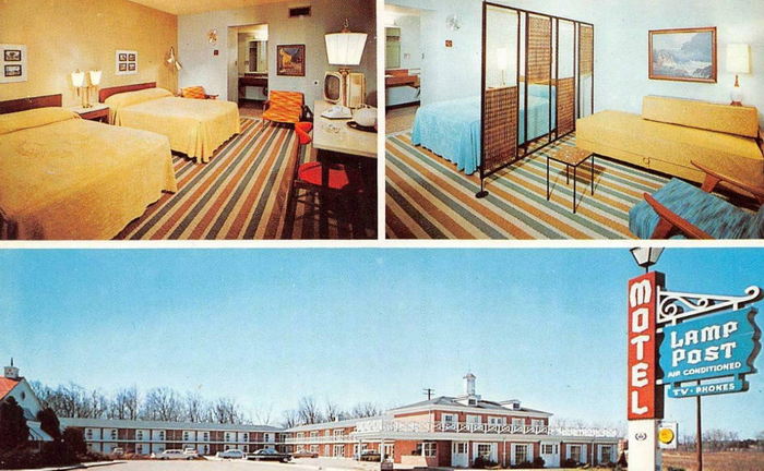 Lamp Post Motel (University Inn) - Old Postcard And Promos (newer photo)